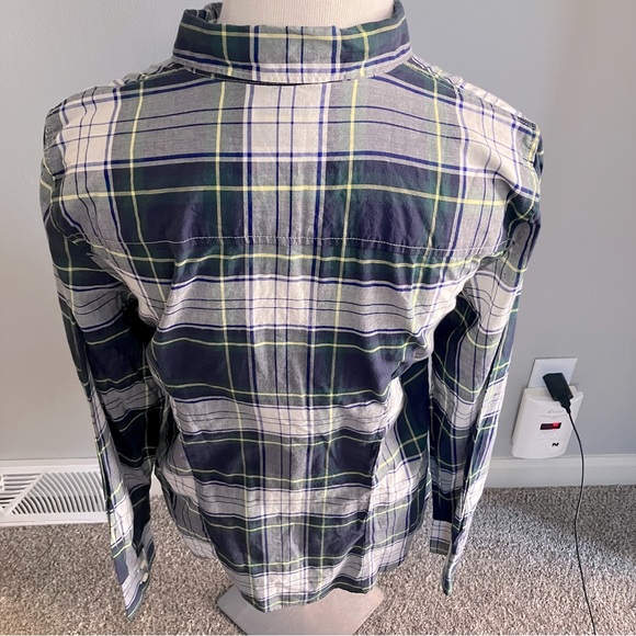 J. Crew Women’s Tartan Plaid Button Down Shirt Blue Green White Small Top Ginny - Picture 5 of 13
